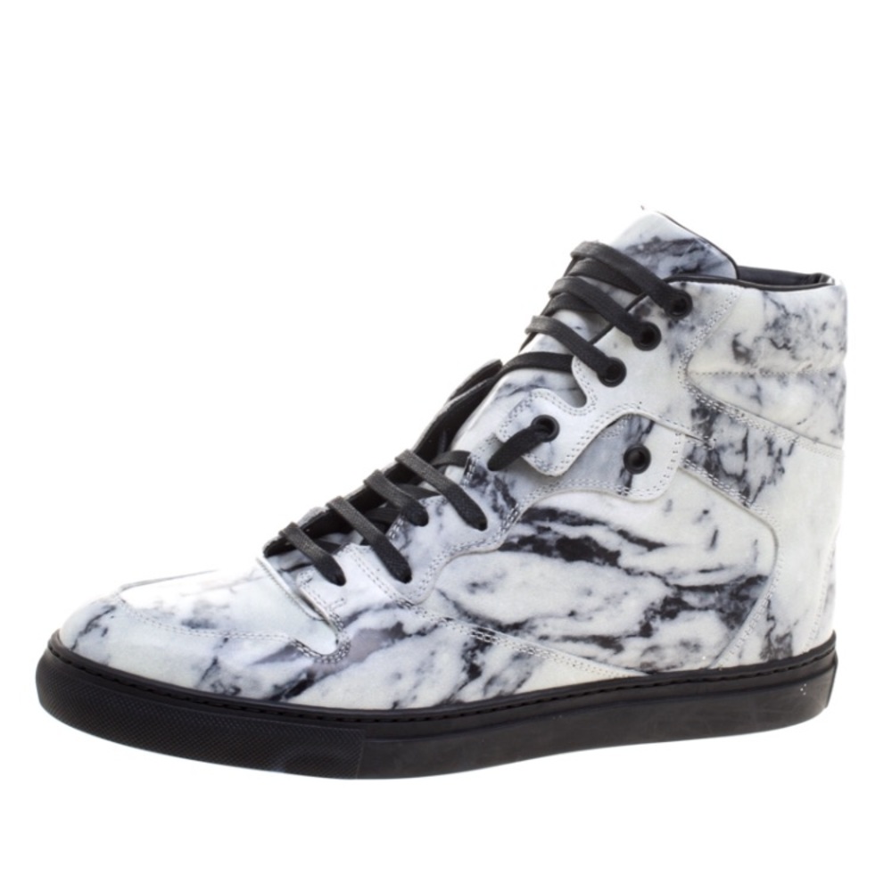 Balenciaga Marble Hightop Sneakers Size 36 White